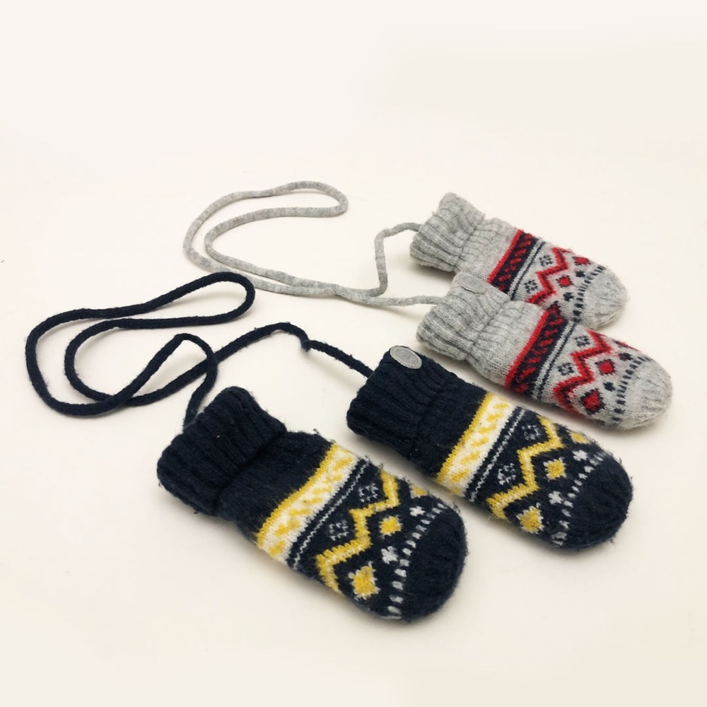 Obaibi Unisex Newborn Knit Winter Warm Mittens 2 Piece